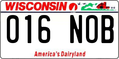 WI license plate 016NOB