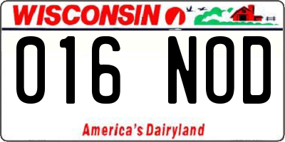 WI license plate 016NOD