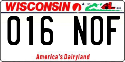 WI license plate 016NOF