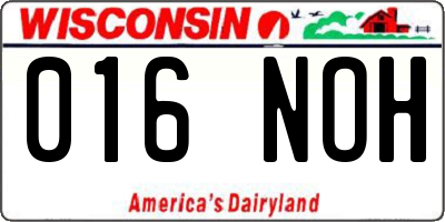 WI license plate 016NOH