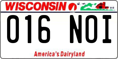 WI license plate 016NOI