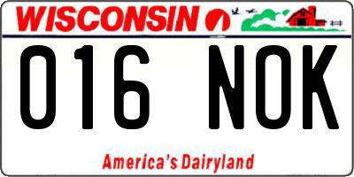 WI license plate 016NOK