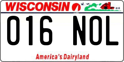 WI license plate 016NOL