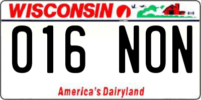 WI license plate 016NON