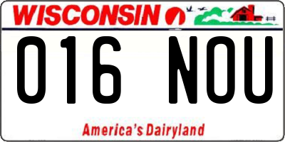 WI license plate 016NOU