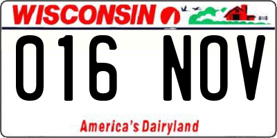 WI license plate 016NOV