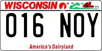 WI license plate 016NOY