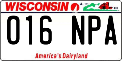 WI license plate 016NPA