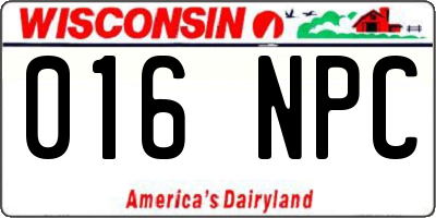 WI license plate 016NPC