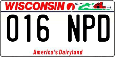 WI license plate 016NPD