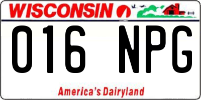 WI license plate 016NPG