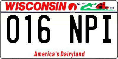 WI license plate 016NPI