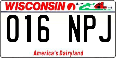WI license plate 016NPJ