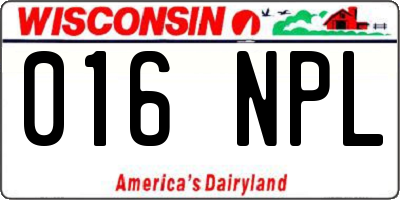 WI license plate 016NPL
