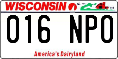 WI license plate 016NPO