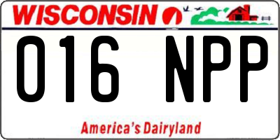 WI license plate 016NPP