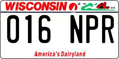WI license plate 016NPR