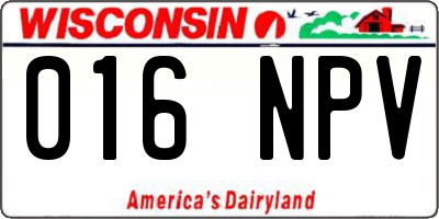 WI license plate 016NPV