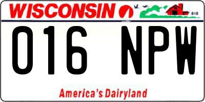 WI license plate 016NPW