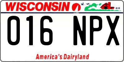 WI license plate 016NPX