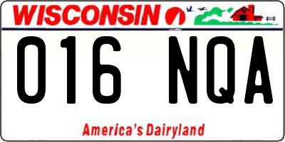 WI license plate 016NQA
