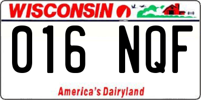 WI license plate 016NQF