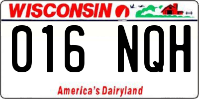 WI license plate 016NQH