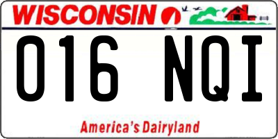 WI license plate 016NQI