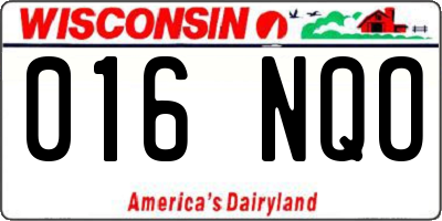 WI license plate 016NQO