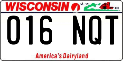 WI license plate 016NQT