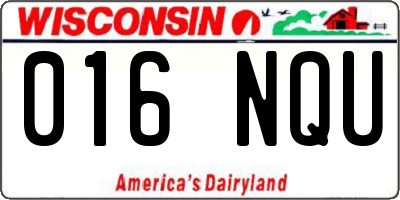 WI license plate 016NQU