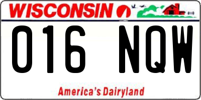 WI license plate 016NQW