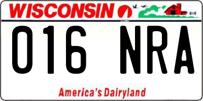 WI license plate 016NRA