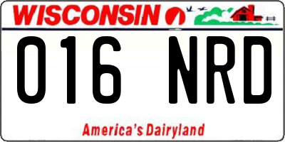 WI license plate 016NRD