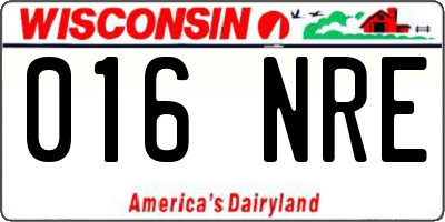 WI license plate 016NRE