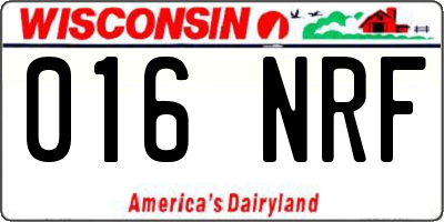 WI license plate 016NRF