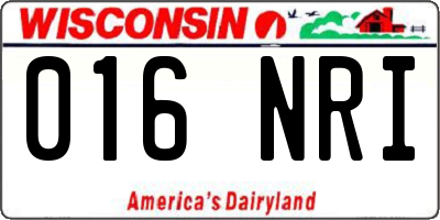 WI license plate 016NRI