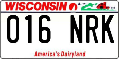 WI license plate 016NRK