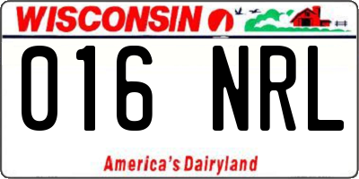 WI license plate 016NRL