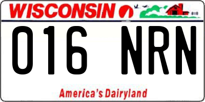 WI license plate 016NRN
