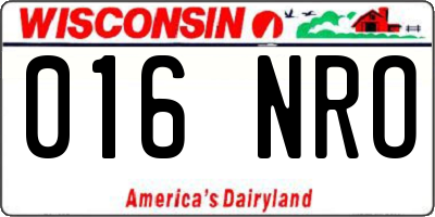 WI license plate 016NRO