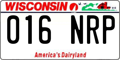 WI license plate 016NRP