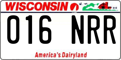WI license plate 016NRR