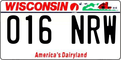 WI license plate 016NRW