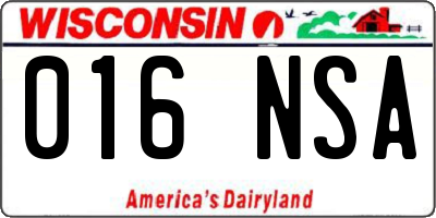 WI license plate 016NSA