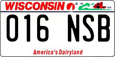WI license plate 016NSB