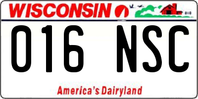 WI license plate 016NSC