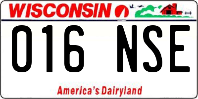 WI license plate 016NSE