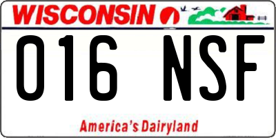 WI license plate 016NSF
