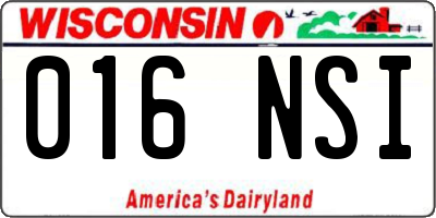 WI license plate 016NSI